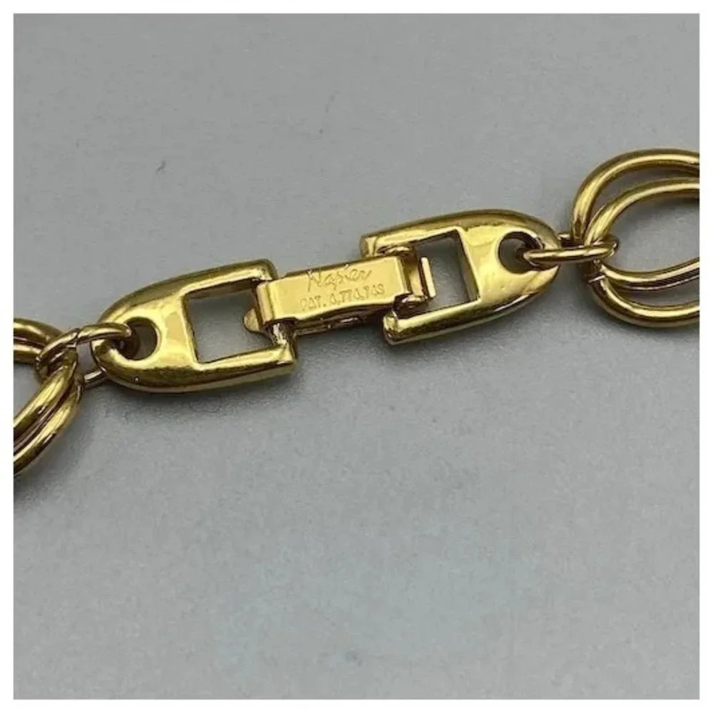 Napier Gold‎ Tone Chain Stationed Faux Pearl Chunky Link Necklace 35